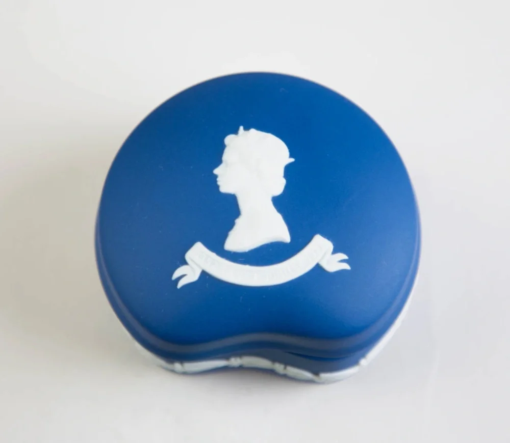 Wedgwood | Royal Blue Jasperware Queen Elizabeth Silver Jubilee Bean Box & Lid